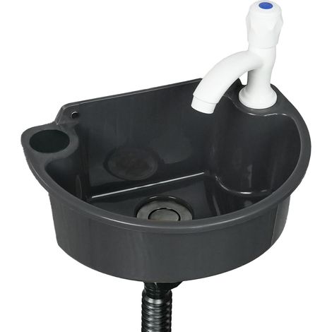 Petit évier de salle de bain à montage mural, installation sans perçage, évier autocollant de 30 x 21 cm avec trou de robinet de 3,2 cm, mini évier en plastique pour la maison, le dortoir, le garage (1/5)