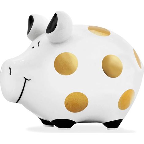 Tirelire en céramique cochon a pois gold