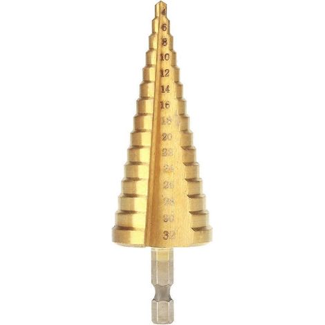 Stück HSS-Stufenkegelbohrer, Lochschneider, Sechskantschaft, Titanbeschichtung (4-32 mm)