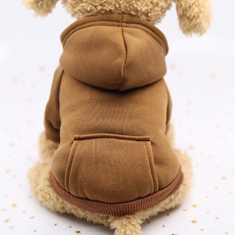 Sweat à capuche pour chat, manteau d’hiver en coton avec poche, pull de Noël, brun, taille L – DELKEVIC (1/5)