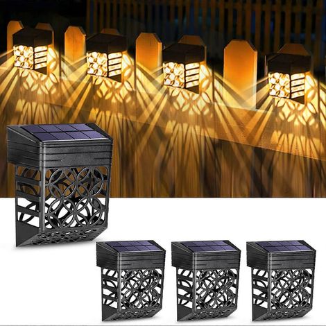 Lot de 4 lampes solaires d'extérieur étanches IP54, à LED blanc chaud, pour jardin, terrasse, cour, pelouse et allée. (1/5)