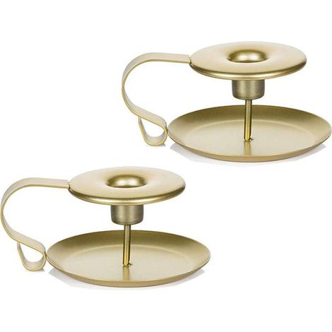 Lot de 2 bougeoirs rétro en métal, porte-bougies coniques pour tables, support à bougies vintage pour la Saint-Valentin, Noël, Halloween, mariage, dîner, pendaison de crémaillère. (1/5)