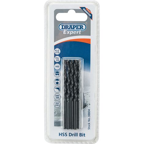 Draper Expert 4.0mm HSS Drills Card Of 10 (38804) (1/5)