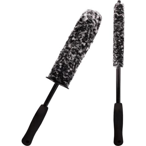 2 Pièces Brosse Jante Voiture Brosse de Nettoyage de Roue Lavage Pneus Voitureà long manche Brosse a Jante en Bâton en Microfibre de Brosses Brosse pour Pneu de Voiture Pliable