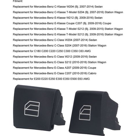 CoverCap pour Bouton de Commande de Vitre A2049055402 - Compatible C/E W204/S204/W212/S212/A207/C207 - Noir ABS (1/5)
