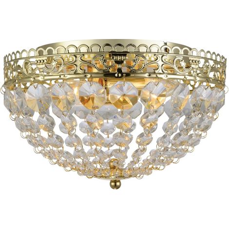 Markslojd SAXHOLM - Plafonnier encastré à 2 ampoules en cristal doré, E14 (1/3)