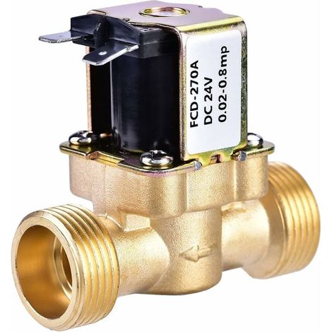 Válvula electromagnética eléctrica de latón para grifo de agua de 3/4", normalmente cerrada, 24 V CC, 220 mA, para control de agua (1/5)