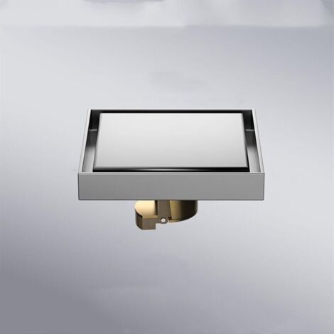 Floor drain 10 x 10 cm, anti-odor, for bathtub and shower, square, silver, 304 stainless steel, 10 x 10 cm (chrome-plated brass). (1/5)