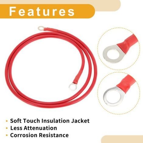 Autobatteriekabel, Wechselrichterkabel, 8 AWG, verzinntes Kupfer, Solarkabel, rot, 1,2 m, 3/8"- und 5/16"-Kabelschuhe (1/5)