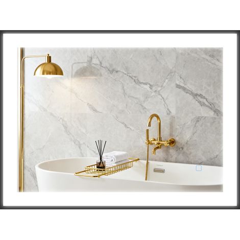 Miroir LED 80x60 cm IP44 avec 3 couleurs, antibuée et mémoire, montage horizontal/vertical, accessoire salle de bain design sobre pour beauté pratique et adaptable