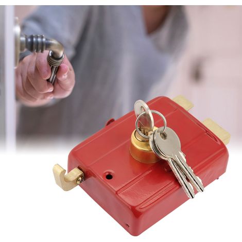 Serrure de sûreté renforcée à cylindre européen avec clés pour porte d'entrée rouge (1/4)