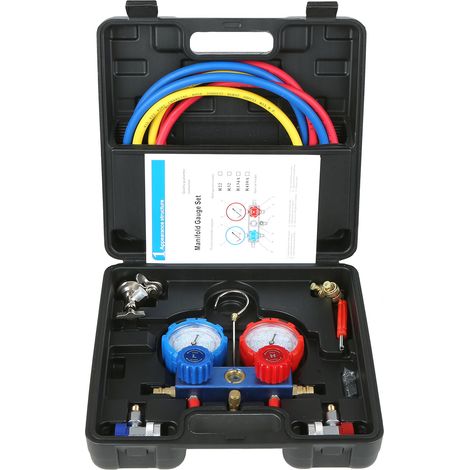 Kit de Manomètres Diagnostic pour Climatisation, Outil CVC Véhicules et Habitations Utilisant les Réfrigérants R22, R134a, R404A R410a, Tuyau 1, 5 M (1/5)