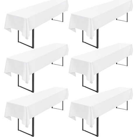 Lot de 6 nappes de table de bière 250x100cm Blanc aspect tissu 200GSM
