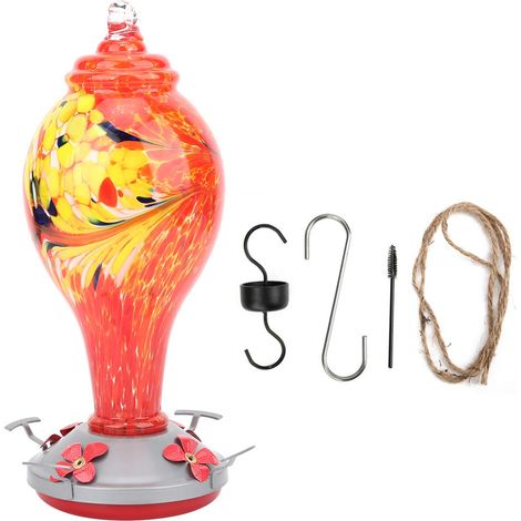 Mangeoire oiseaux verre peint – jardin cour – colibris – alimentation eau insectes – T1