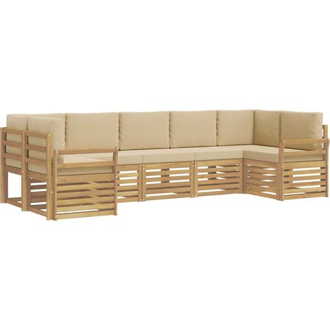 Outdoor Sofa Set 7 pcs White and Beige 304 x 130.5 x 73 cm vidaXL (1/5)