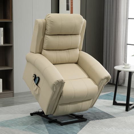 Sillón Relax Reclinable Eléctrico Levanta Personas con Masaje Vibratorio y Calor Control Remoto Crema (1/5)