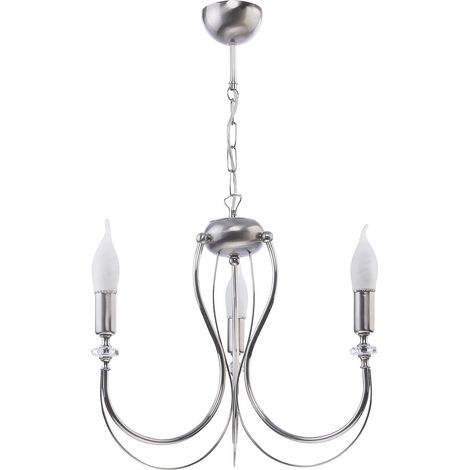 Lampadario retro 3 luci argento cromato E14 Jupiter
