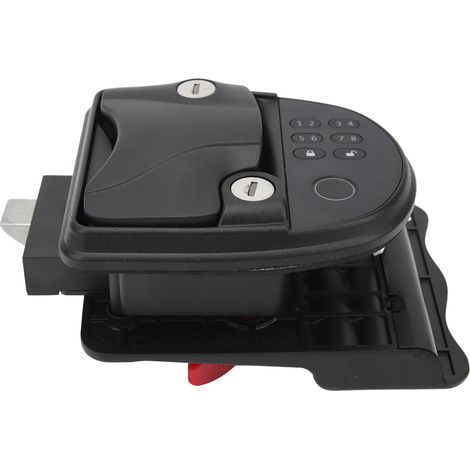 Verrou numérique sans clé avec clavier rétroéclairé, poignée de porte et loquet motorisé, kit pour caravane, camping-car et fifth wheel, finition noire (1/5)