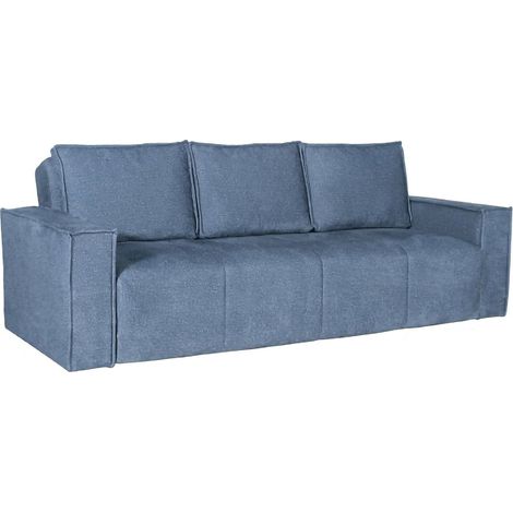 Divano Letto 3 Posti Naturno, Contenitore, di Apertura Click-clack, Lavabile, 231x99 cm blu