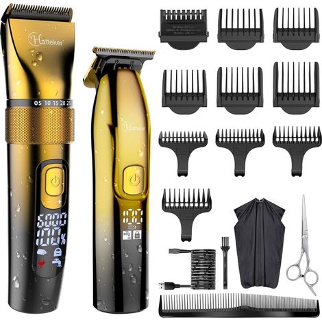 Tondeuse à cheveux professionnelle pour hommes et t - blade tondeuse kit de coiffure sans fil kit de beauté ipx7 imperméable à l'eau (or) (1/5)