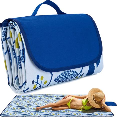 1 Couverture de plage, imperméable, anti-sable, tapis de pique-nique, polyester PVC, 200x145cm, extérieur famille (1/5)
