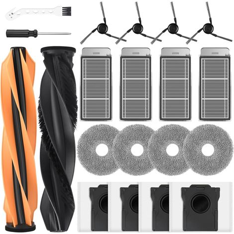 Lot de 20 accessoires pour aspirateur robot Dreame X50 Ultra/L50 Ultra/L40s Ultra/L40s Pro Ultra/X50 Master/Mova V50 Ultra complet, 1 paire de brosses principales, 4 brosses latérales, 4 filtres HEPA (1/5)