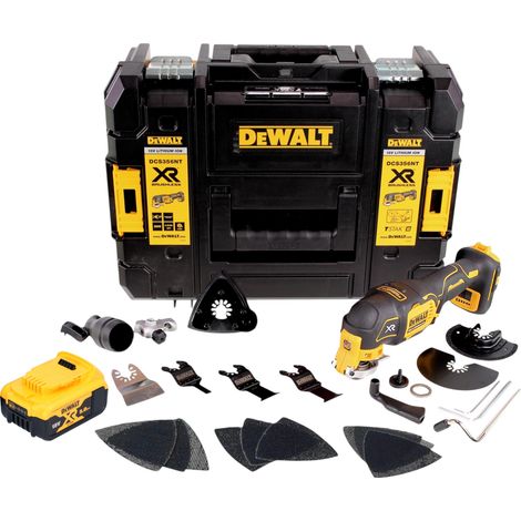 Multitool a batteria DeWalt DCS 356 NT 18 V brushless + 1 batteria da 5,0 Ah + 20 accessori + TSTAK - senza caricabatterie (1/5)