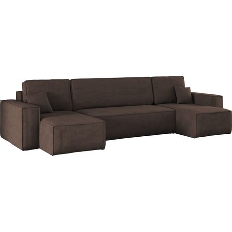 Ecksofa mit schlaffunktion und bettkasten, Sofa U-form, Couch U-form BEST Cord Braun (1/5)