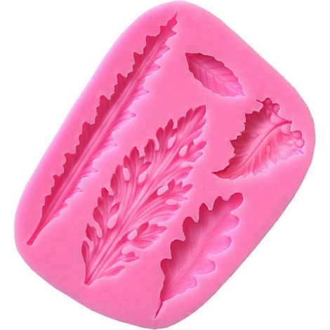 Moules en silicone en forme de feuilles - Outils de décoration de gâteaux - Moule à cupcakes et desserts - Moule à chocolat et fondant-Pink