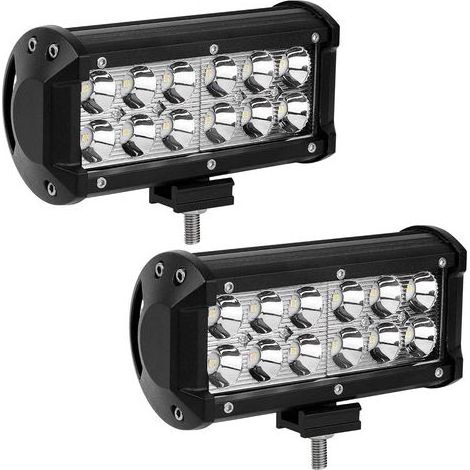 Bandes lumineuses LED, paquet de 2, feux antibrouillard LED tout-terrain focalisés de 7 pouces et 36 W, avec support de montage, tension 12 V. (1/5)