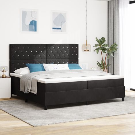vidaXL Box Spring Bed with Mattress & LED Black 200x200 cm Velvet (1/5)