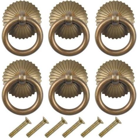 Boutons et poignées de meubles,6 pcs Poignee de Meuble Vintage, Bouton de Meuble pour Cuisine Armoire Placard Commode Porte 25mm (Antique) (1/5)