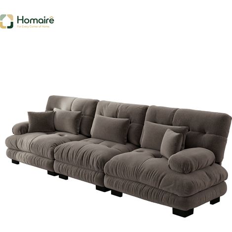 Canapé modulable en chenille marron avec accoudoirs 313 x 77 x 81 cm HOMAIRE (1/5)