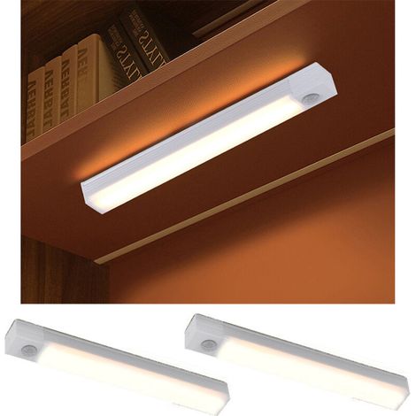 [NIEMALS VERWENDET] 2-teilige, weiße Schrankleuchte mit warmem Licht (20 cm), Bewegungsmelder, langlebig und wiederaufladbar