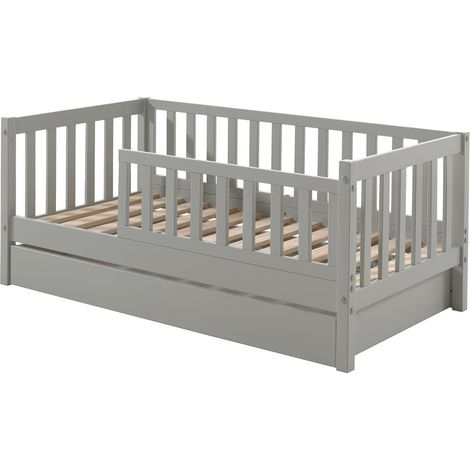 SCOPE - Lit Junior 70x140cm Gris Barrières Verticales + Tiroir (1/5)