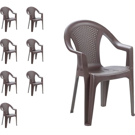 8 Stück Stapelstuhl Ischia Rattan-Optik Mokka-DISC128MA-8 (1/2)
