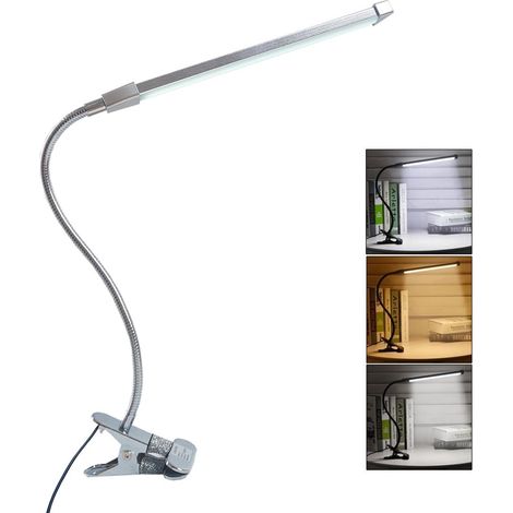Lampe De Bureau - Lampe À Pince En Aluminium - 3 Couleurs De Lumière Et 10 Niveaux De Luminosité - Angle D'Éclairage 360° - USB Alimenté - 1 Pièce (1/4)