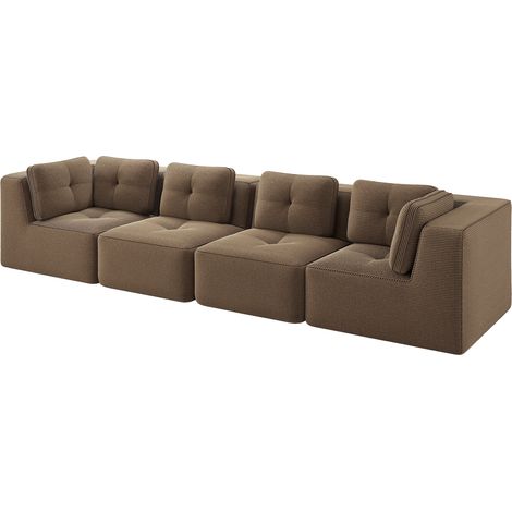 Canapé Modulable 4 places en Velours Côtelé, avec Sans Montage, Assise Profonde et Accoudoirs Larges, Marron (1/5)