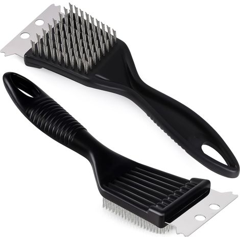Ensemble de 2 brosses et grattoirs pour grils, brosse en acier inoxydable pour le nettoyage des grils, accessoires de barbecue, durable et facile - AquaForge (1/5)