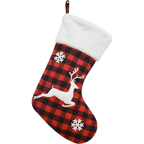 Chaussette De Noël - En Tissu Doux Lavable À La Main - Pour Décoration Intérieure Sur Cheminée Arbre Ou Escalier - 1 Pièce (1/5)