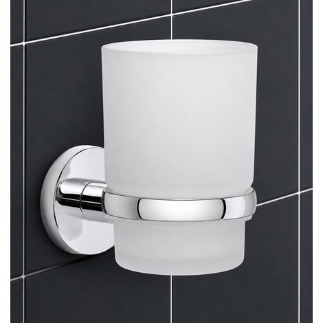 Porte Brosse à Dents Mural Auto-Adhésif Mural avec Gobelet - Pas Besoin de Perçage - Design Moderne - Élégant Porte-brosses à Dents et Dentifrice à Coller dans la Salle de Bain, Douche, Maison (1/5)