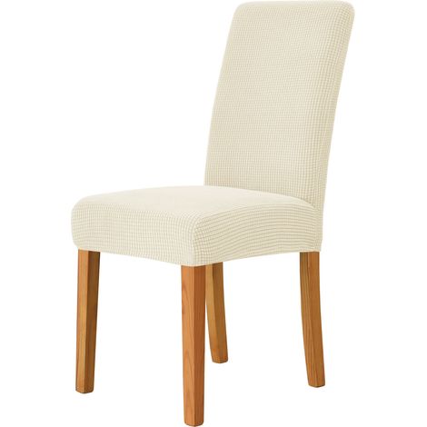Housse de chaise extensible lot de 4 – Tissu polaire lavable – Hauteur dossier 45-51 cm – Largeur siège 39-42 cm – Élastique anti-glisse (1/2)