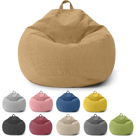 Pouf pour enfants et adultes - Housse uniquement (sans rembourrage) - Pouf pour chambre à coucher, bureau, salon, terrasse (marron clair) (1/5)