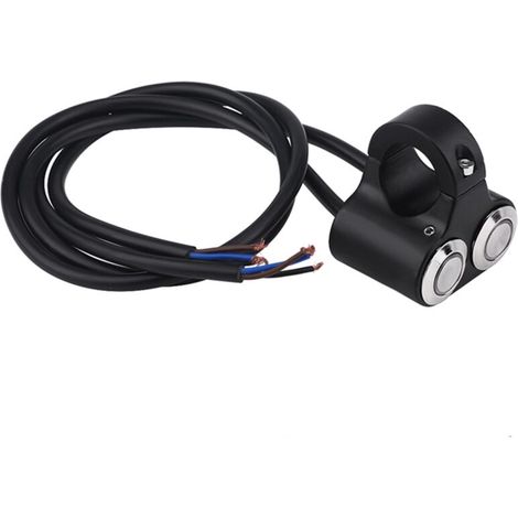 Interrupteur en alliage d'aluminium pour guidon de vélo électrique de moto de 22 mm avec bouton autobloquant interrupteur deux en un (un) (type autobloquant à lumière bleue) (1/5)