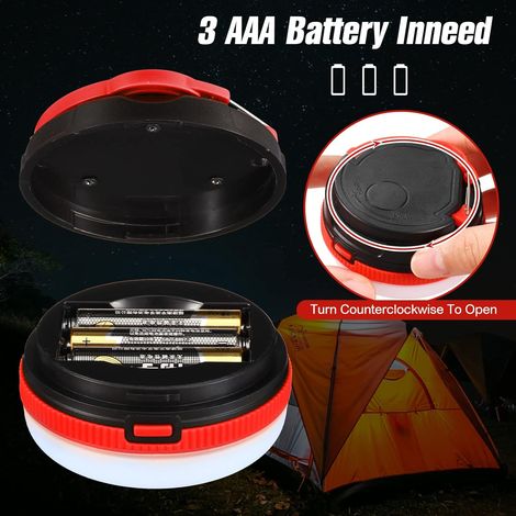 Lanternes de Camping 2 LED Lampes de Camping Étanches Lumières de Tente à Batterie 3 Modes pour Coupures de Courant Urgence Camping Pêche Randonnée Automobile, Rouge (1/5)
