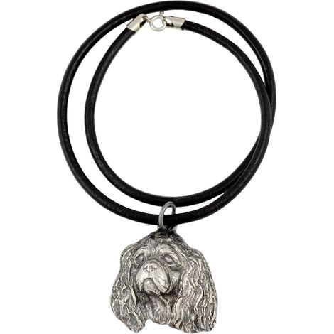 Collana con ciondolo a forma di Cavalier King Charles Spaniel I, placcata in argento, per gli amanti dei cani, gioiello unico di Art-Dog (1/5)