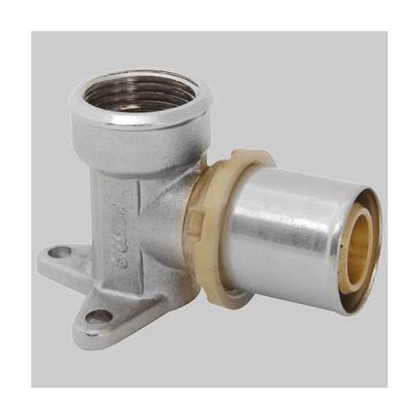 RACCORDO CURVO FEMMINA CON FLANGIA A PRESSARE 16 x 1/2 ICMA