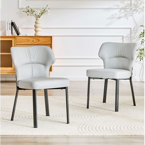 Set di 2 sedie da pranzo imbottite in PU grigio con struttura in metallo nero (1/5)