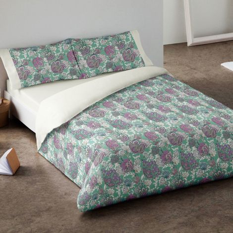 Jeu de Housse de Couette 406 Vert pour lit de 135 x 190/200 cm