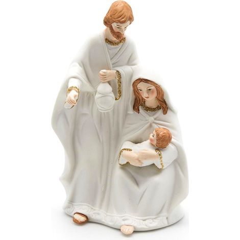 Natività monoblocco "Kid" h 16 cm presepe in poli-resina bianco arredamento natalizio